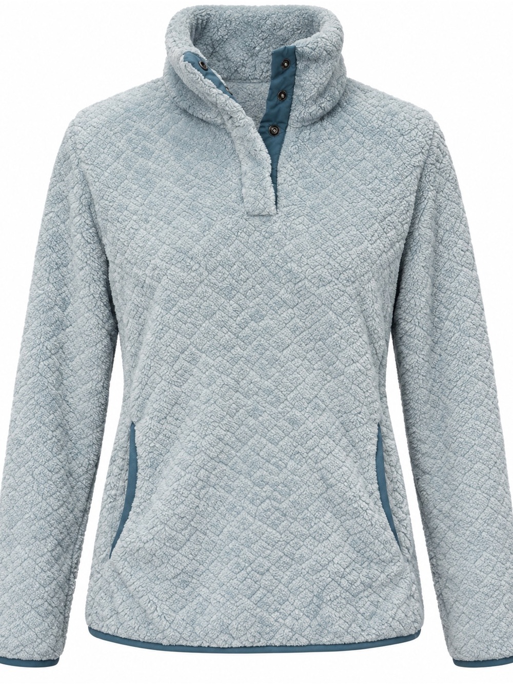 Eddie Bauer Light Blue Sherpa Fleece Snap Neck Pullover Small